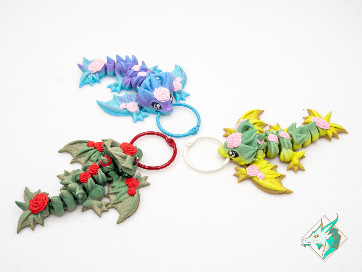 Petit Dragon en Roses - Porte-clés